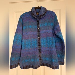 Leo Peressi 100% alpaca blue cardigan size M